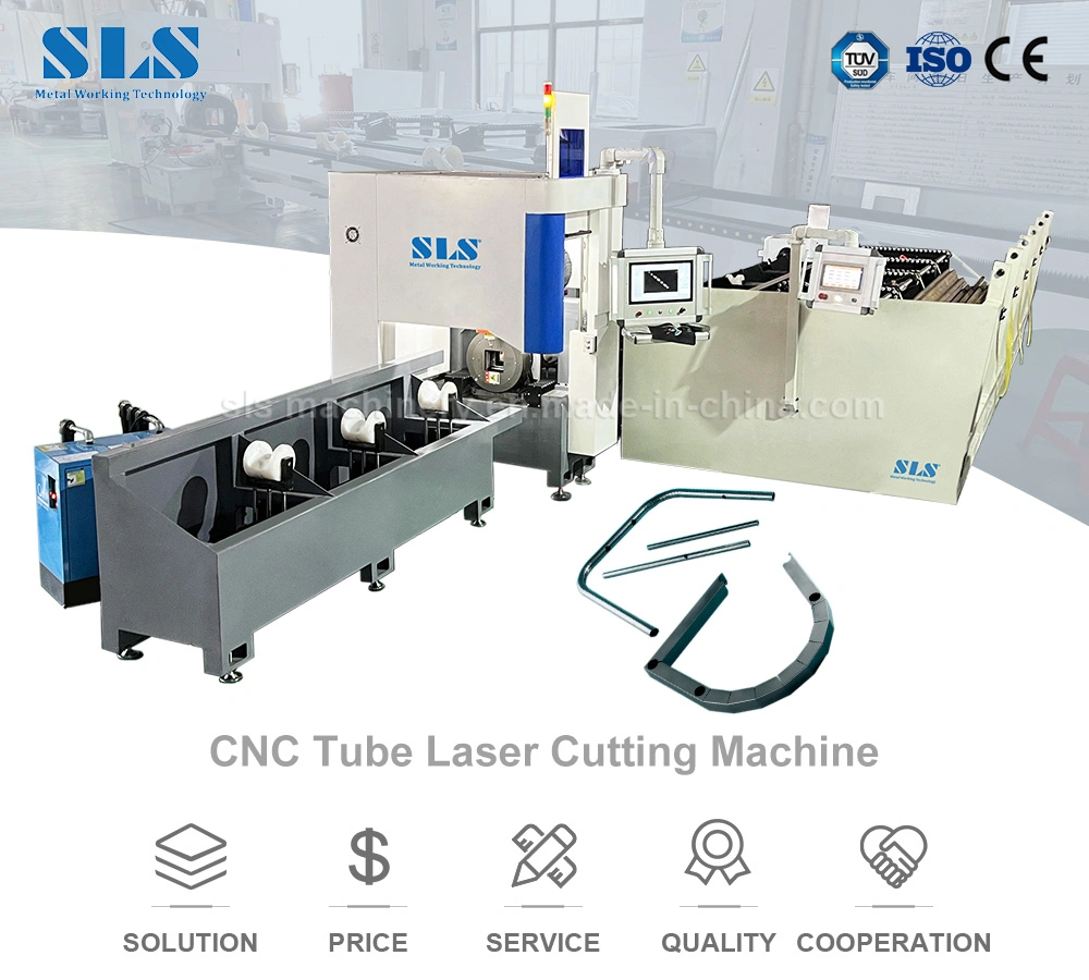 H Beam Laser Coping Beveling Cutting Machine with 3D Bevel Cut Head / Angle Steel Channels Square Pipe Round Tube CNC Fiber Laser Cutter