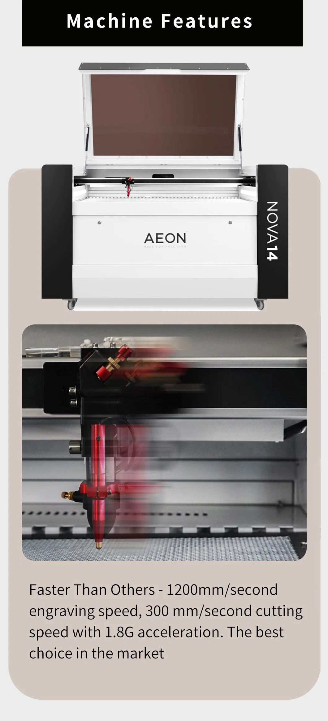 Aeon 1490 Semi-Automatic 80W 100W 130W 150W CO2 Laser Cutter Engraver for Fabric/Texitle/Woven Labels/Paper/Wood/Stone/Acrylic/Leather/Glass/Marble